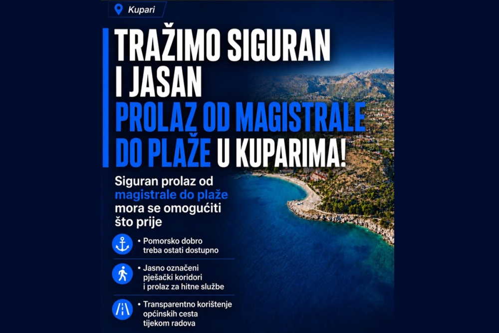HDZ Župe dubrovačke traži da se osigura prolaz od magistrale do plaže u Kuparima