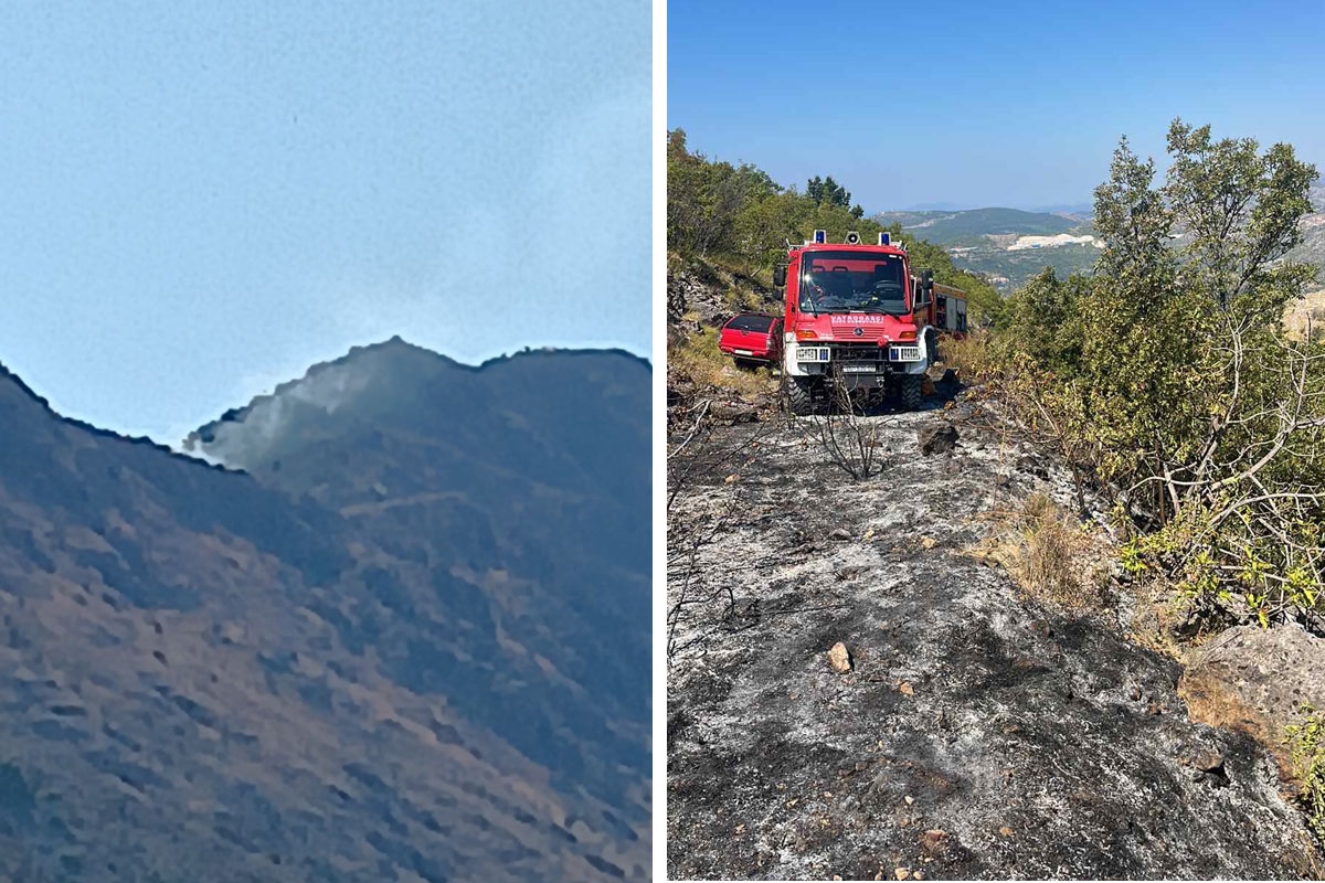 Župski DVD i Dubrovački vatrogasci gasili požar na vrhu Mala&scaron;tice, gorjela trava i nisko raslinje