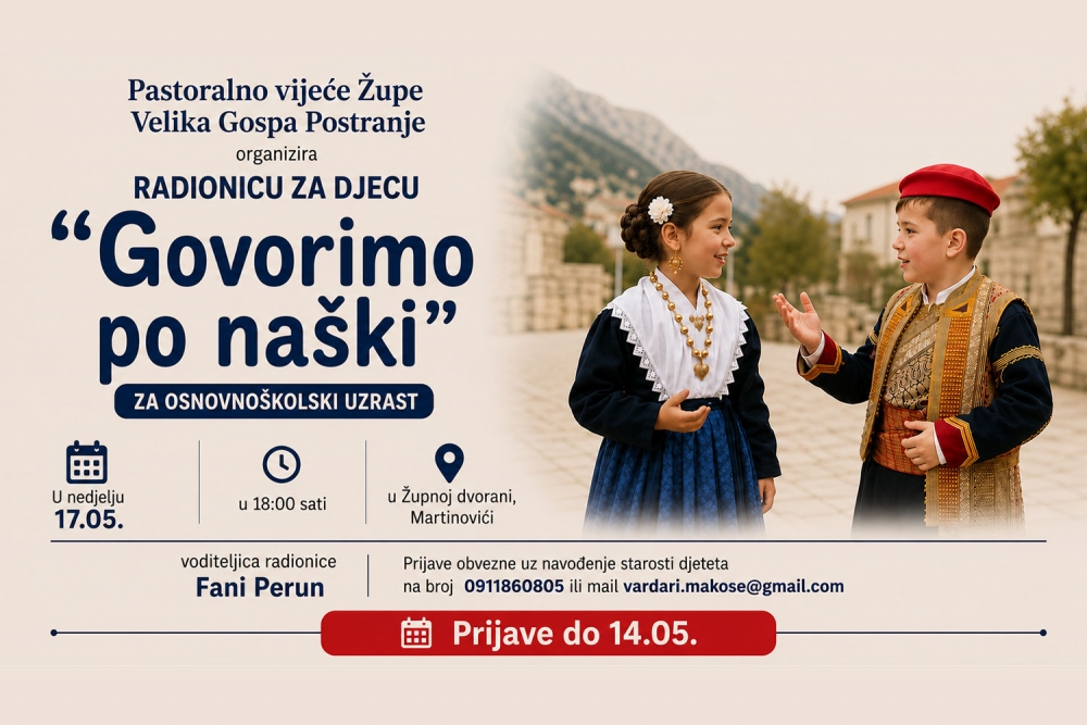 &ldquo;Govorimo po na&scaron;ki&rdquo; &ndash; radionica za djecu u organizaciji Župe Velika Gospa Postranje