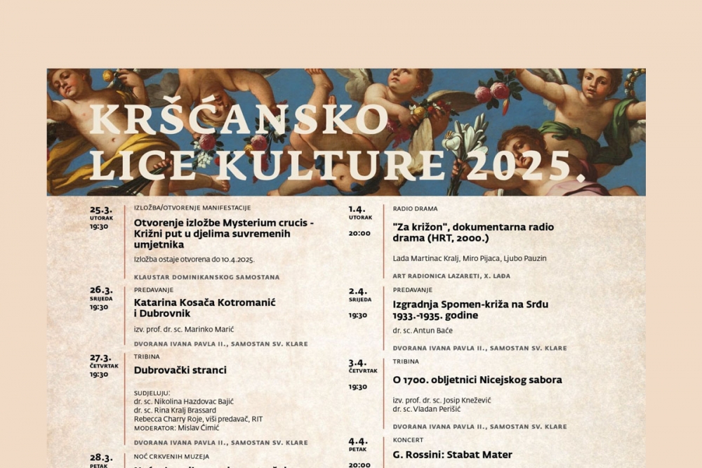 "Kr&scaron;ćansko lice kulture 2025." od utorka 25. ožujka do nedjelje 6. travnja, donosimo program
