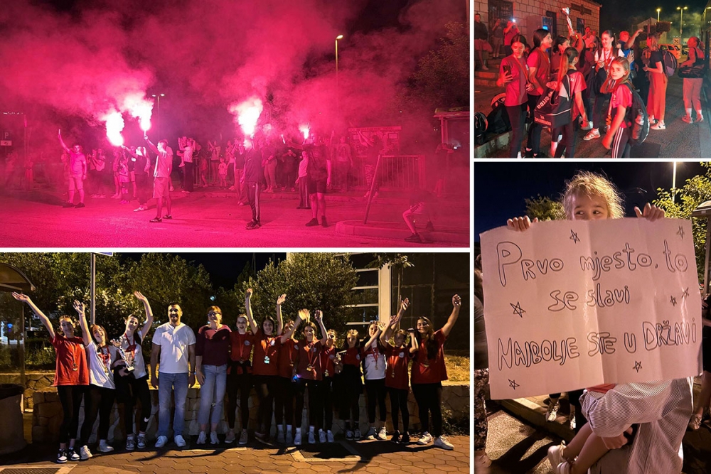 Doček mladih župskih odbojka&scaron;ica Državnih prvakinja ispred &scaron;kole na Mljekari (FOTO/VIDEO)