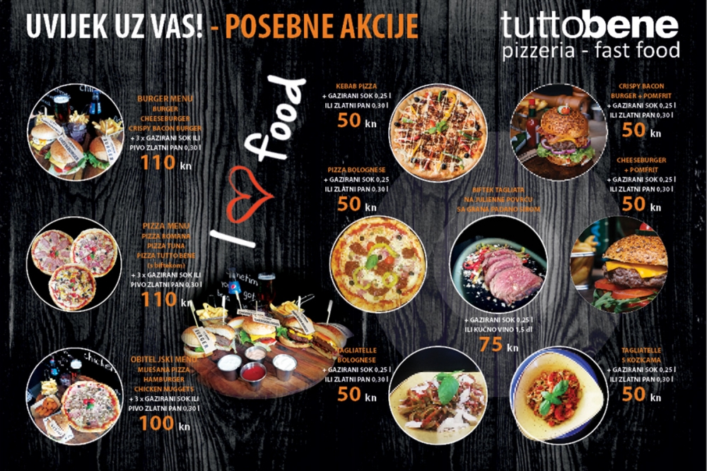 Akcijske Tutto Bene ponude; Probajte cijeli niz menija i pojedinačnih jela po akcijskim cijenama