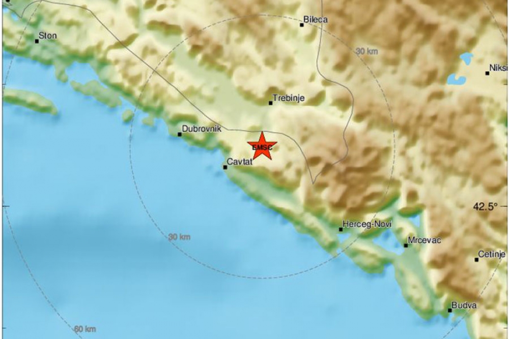 Župu u 8:13 sati zatresao potres magnitude 3.5 s epicentrom u Konavoskim brdima kod Stravče