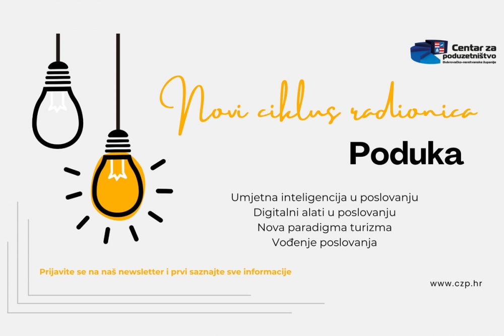 Centar za poduzetni&scaron;tvo najavljuje novi ciklus radionica u potpuno novom formatu!