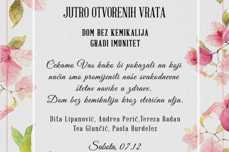 Dumam-e, mame iz Dubrovnika; "Jutro otvorenih vrata - Dom bez kemikalija gradi imunitet"