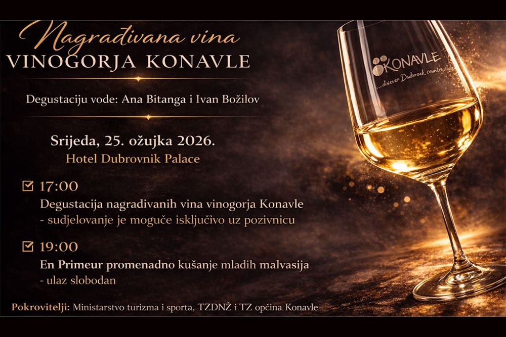 Masterclass "Nagrađivana vina vinogorja Konavle" i En Primuer mladih malvasija dubrovačkih