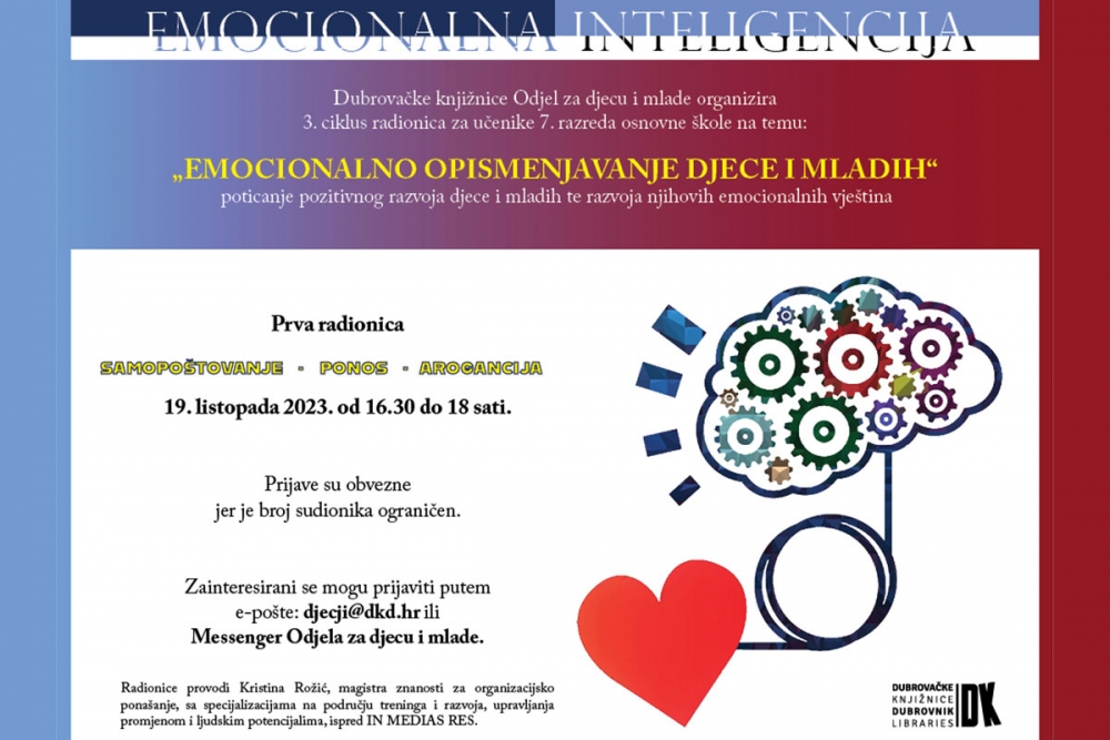 "Emocionalno opismenjavanje djece i mladih", besplatne radionice za učenike sedmih razreda