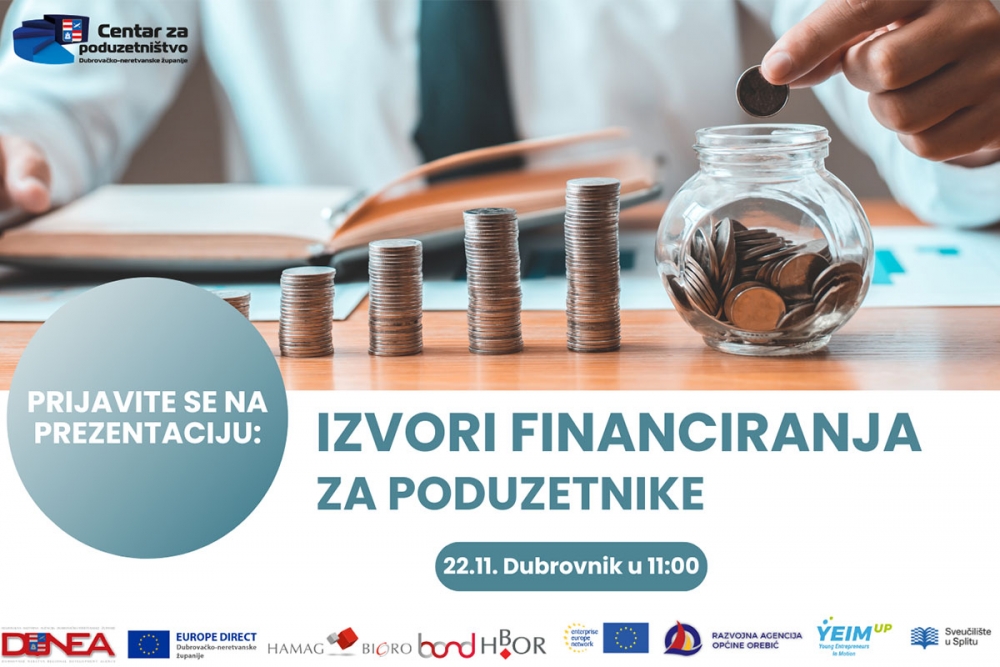 Centar za poduzetni&scaron;tvo poziva na prezentaciju "Izvori financiranja za poduzetnike"